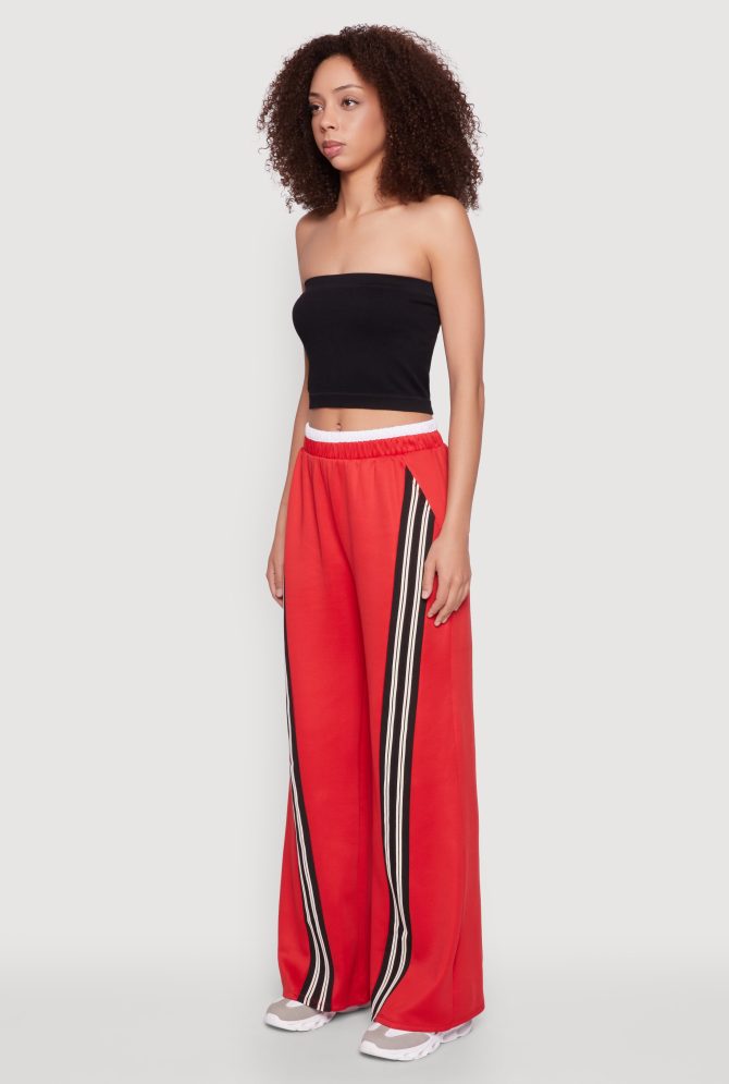 Stylish High Waisted Contrast Trim Scuba Active Pants - Image 3