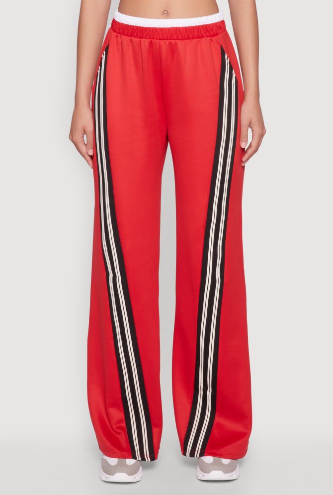 Stylish High Waisted Contrast Trim Scuba Active Pants - Image 5