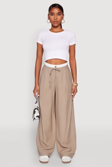 Iris Contrast Waistband Pinstripe Trousers