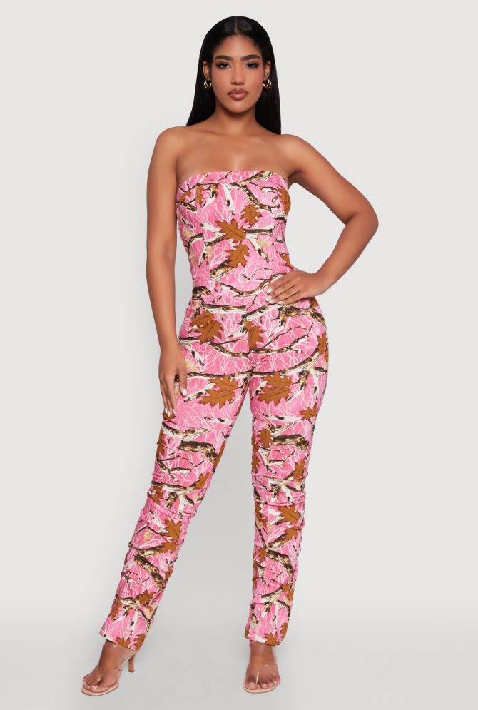 Forest Camo Tube Jumpsuit with Stacked Slim Leg Fit - Image 2