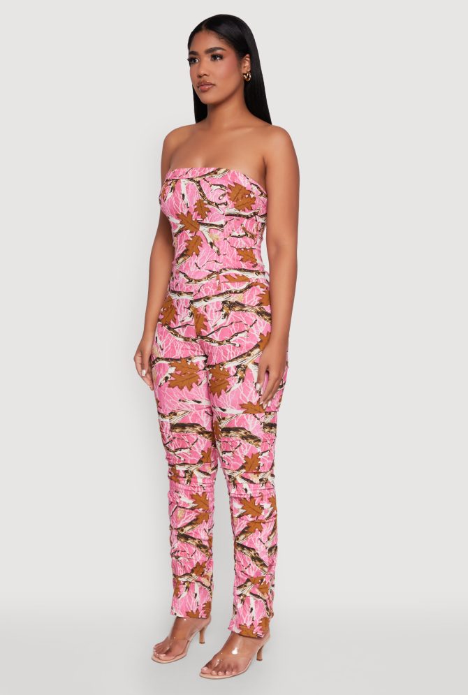 Forest Camo Tube Jumpsuit with Stacked Slim Leg Fit - Image 3