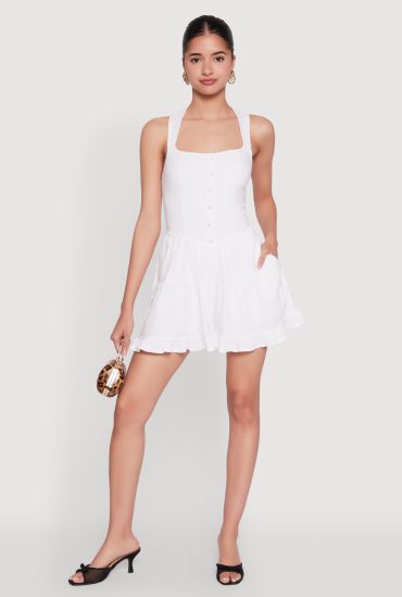 Iris Open Back Corset Tiered Romper