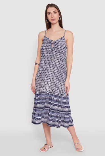 Border Print Midi Dress