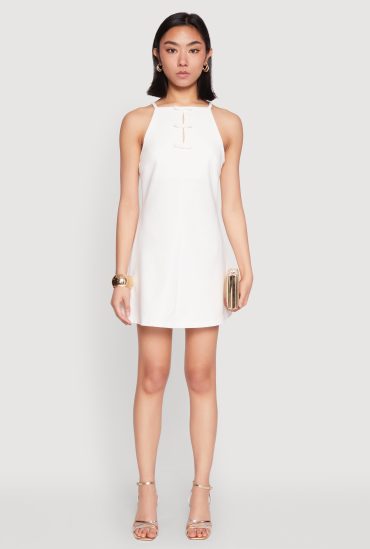 Iris Bow Keyhole Mini Shift Dress