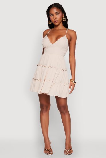 Iris Criss Cross Back Tiered Mini Dress
