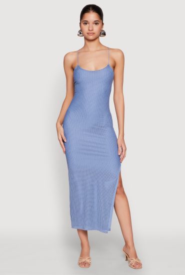 Iris Lace Up Back Side Slit Cami Dress