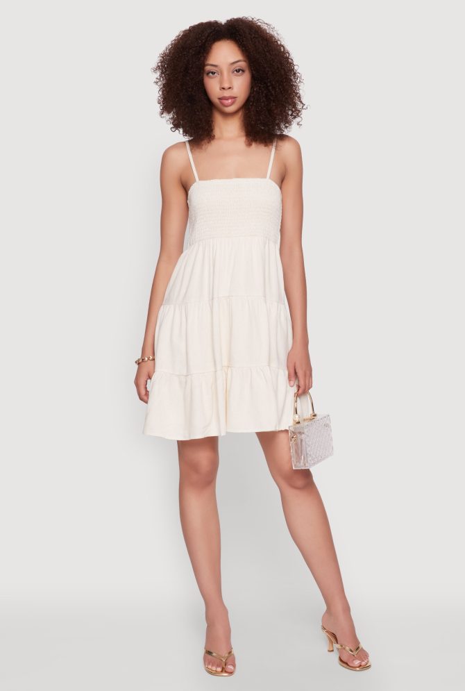 Madden Girl Linen Tiered Sundress with Smocked Square Neck - Image 2