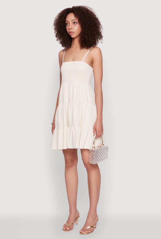 Madden Girl Linen Tiered Sundress with Smocked Square Neck - Image 3