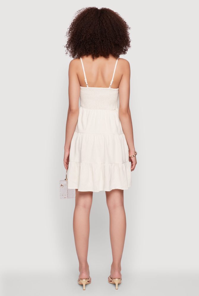 Madden Girl Linen Tiered Sundress with Smocked Square Neck - Image 5
