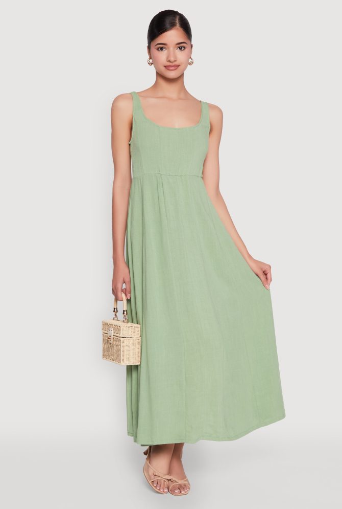Linen Smocked Back Tank Dress - Image 2