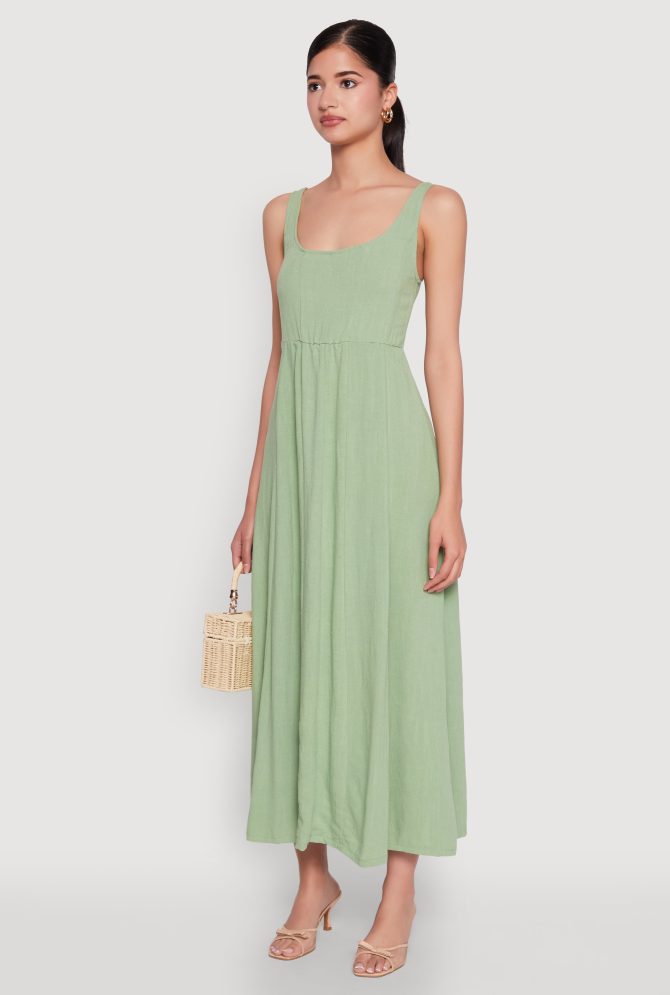 Linen Smocked Back Tank Dress - Image 3