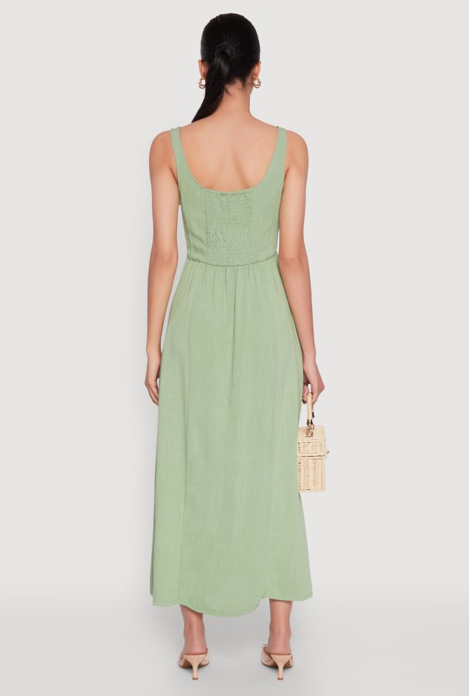 Linen Smocked Back Tank Dress - Image 5