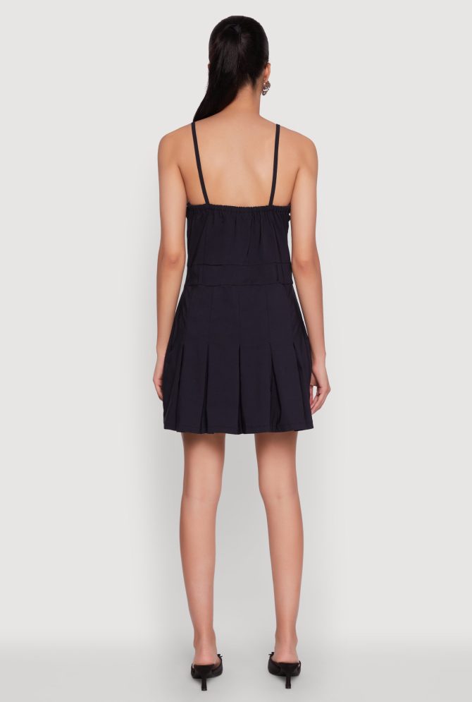 Square Neck Pleated Skater Dress - Image 5