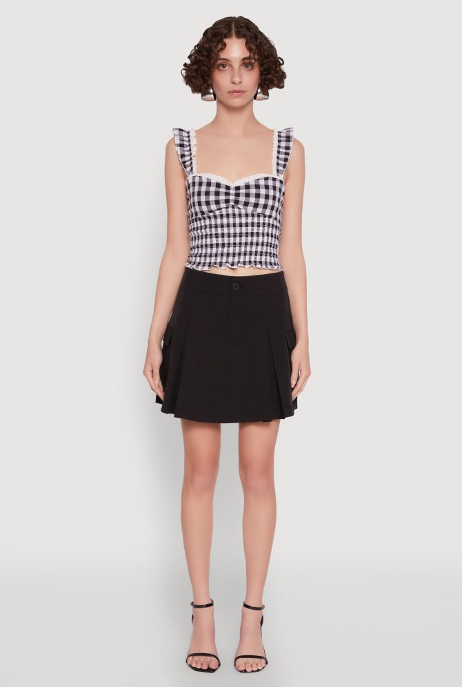 Trendy High Waisted Pleated Skort with Cargo Pockets - Image 2