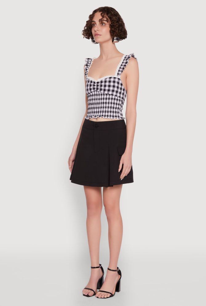 Trendy High Waisted Pleated Skort with Cargo Pockets - Image 3