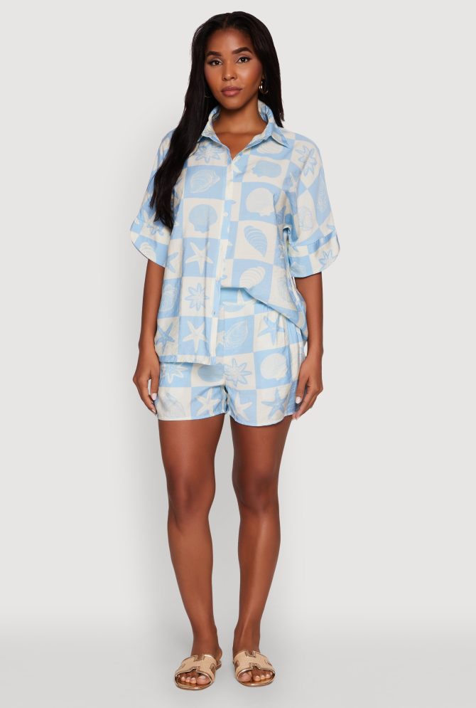 Beach Print Shirt with Short Sleeves and Classic Fit - Image 3