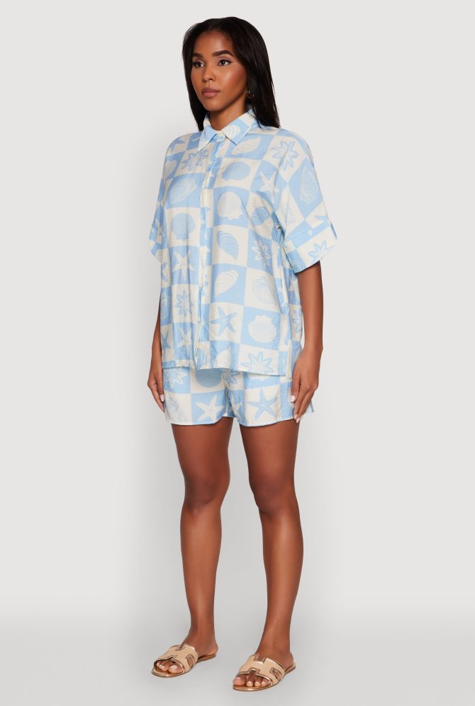 Beach Print Shirt with Short Sleeves and Classic Fit - Image 5