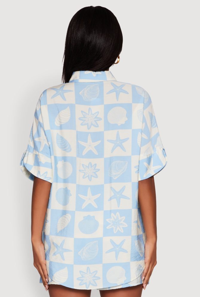 Beach Print Shirt with Short Sleeves and Classic Fit - Image 6