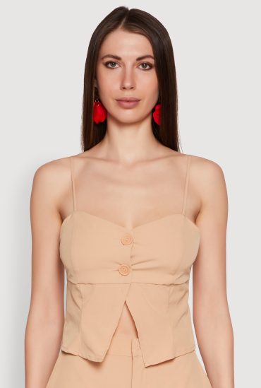 Chic Cami with Sweetheart Neckline and Button Details