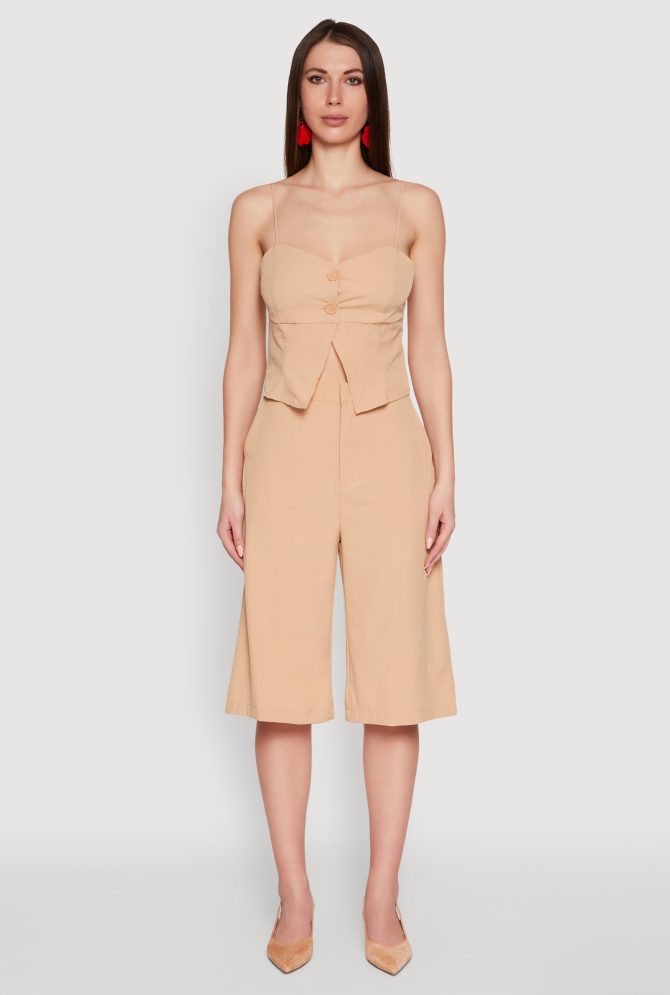 Chic Cami with Sweetheart Neckline and Button Details - Image 2