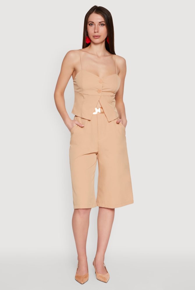 Chic Cami with Sweetheart Neckline and Button Details - Image 3