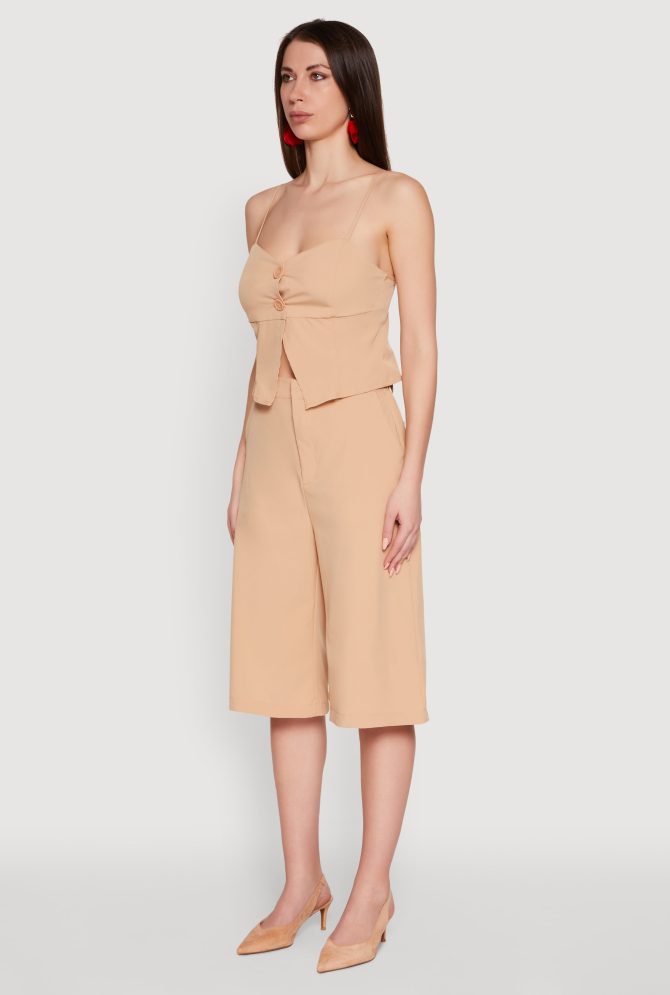 Chic Cami with Sweetheart Neckline and Button Details - Image 5