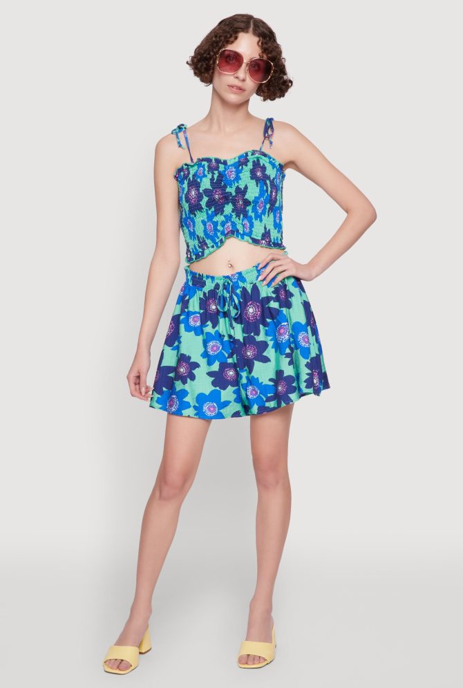 Floral Print Tie Strap Sweetheart Neckline Cami - Image 2