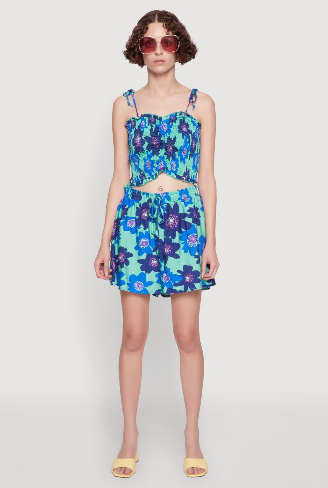 Floral Print Tie Strap Sweetheart Neckline Cami - Image 3