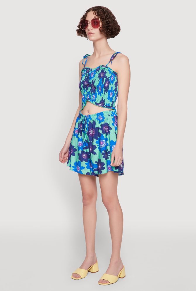 Floral Print Tie Strap Sweetheart Neckline Cami - Image 5