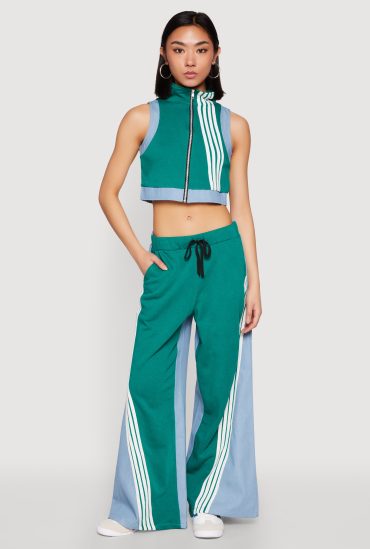 Color Blocked Contrast Trim Drawstring Pants