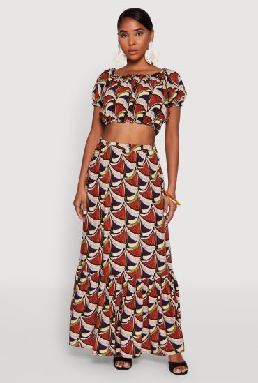 Spoon Jeans High Waisted Tiered Maxi Skirt