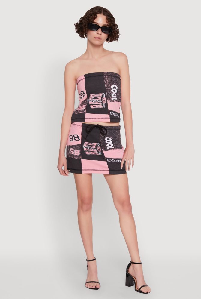 Race Day Patchwork Print Tube Top - Image 2