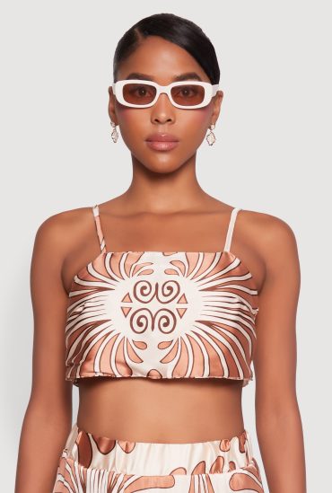 Spoon Jeans Satin Square Neck Tie Back Crop Top
