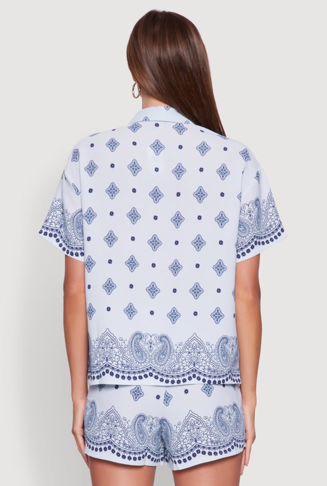 Crepe Knit Bandana Print Shirt - Image 6