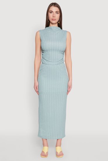 Textured Knit High Waisted Maxi Skirt