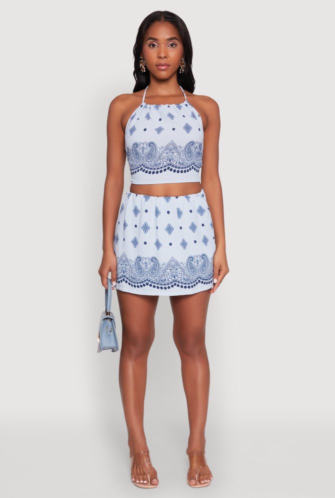 Bandana Print Cropped Halter Top - Image 2