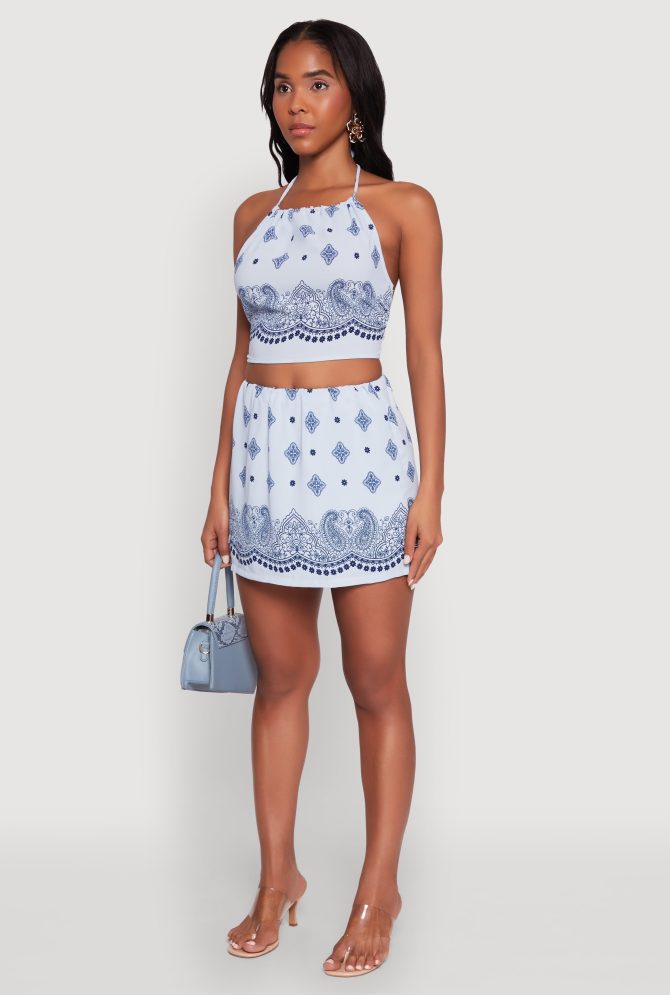 Bandana Print Cropped Halter Top - Image 5