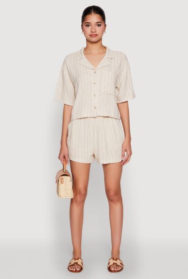 Linen Pinstripe Shorts