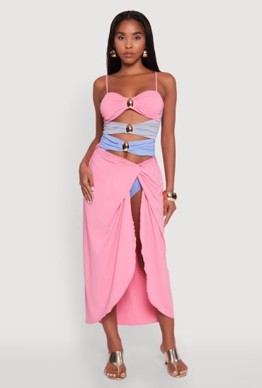 Twist Front Tulip Swim Skirt