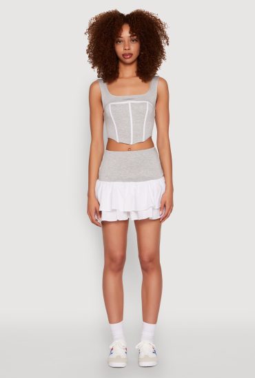 Color Block Ruffled Tiered Mini Skirt