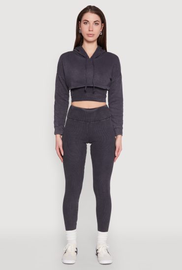 Rib Knit Mineral Wash High Waisted Leggings