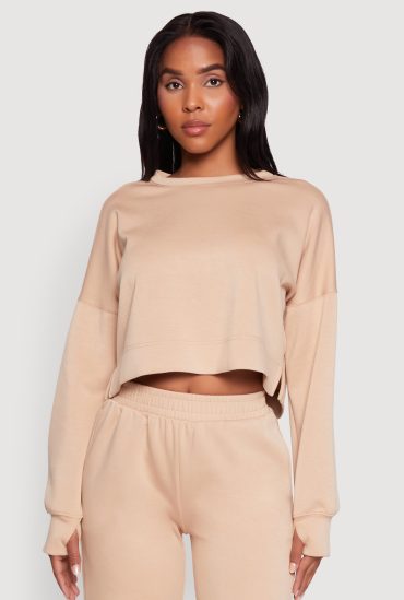 Crew Neck Long Sleeve Crop Top