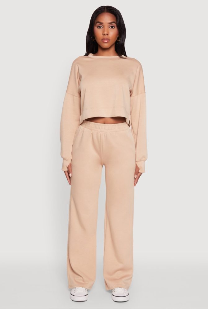 Crew Neck Long Sleeve Crop Top - Image 3