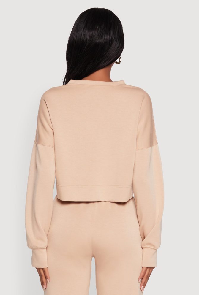Crew Neck Long Sleeve Crop Top - Image 6
