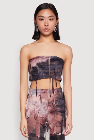 Tie Dye Distressed Bandeau Top