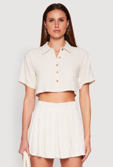 Linen Cropped Shirt