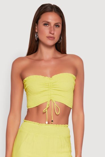 Ruched Sweetheart Smocked Tube Top