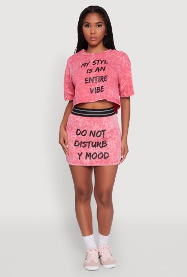 Stylish Mineral Wash Do Not Disturb Graphic Skirt