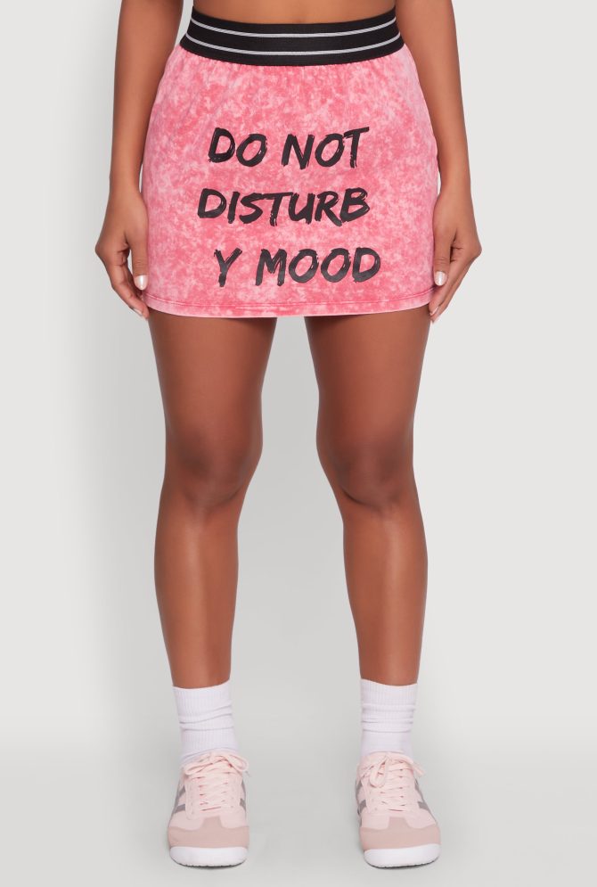 Stylish Mineral Wash Do Not Disturb Graphic Skirt - Image 3