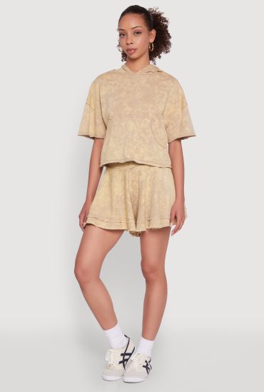Trendy Mineral Wash Ruffle Tiered High Waisted Shorts